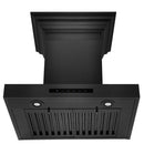 ZLINE 36 in. Convertible Vent Wall Mount Range Hood in Black Stainless Steel with Crown Molding (BSKENCRN-36) front, under.