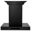 ZLINE 30 in. Convertible Vent Wall Mount Range Hood in Black Stainless Steel with Crown Molding (BSKENCRN-30) front.