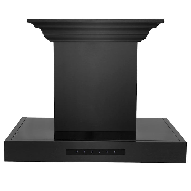 ZLINE 24 in. CrownSound™ Ducted Vent Wall Mount Range Hood in Black Stainless Steel with Built-in Bluetooth Speakers (BSKENCRN-BT-24) front.