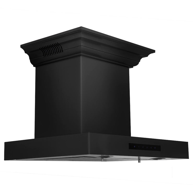 ZLINE 24 in. CrownSound™ Ducted Vent Wall Mount Range Hood in Black Stainless Steel with Built-in Bluetooth Speakers (BSKENCRN-BT-24)