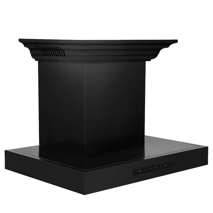 ZLINE 24 in. CrownSound™ Ducted Vent Wall Mount Range Hood in Black Stainless Steel with Built-in Bluetooth Speakers (BSKENCRN-BT-24) side.