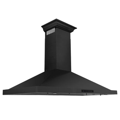 ZLINE 48 in. Convertible Vent Wall Mount Range Hood in Black Stainless Steel with Crown Molding (BSKBNCRN-48)
