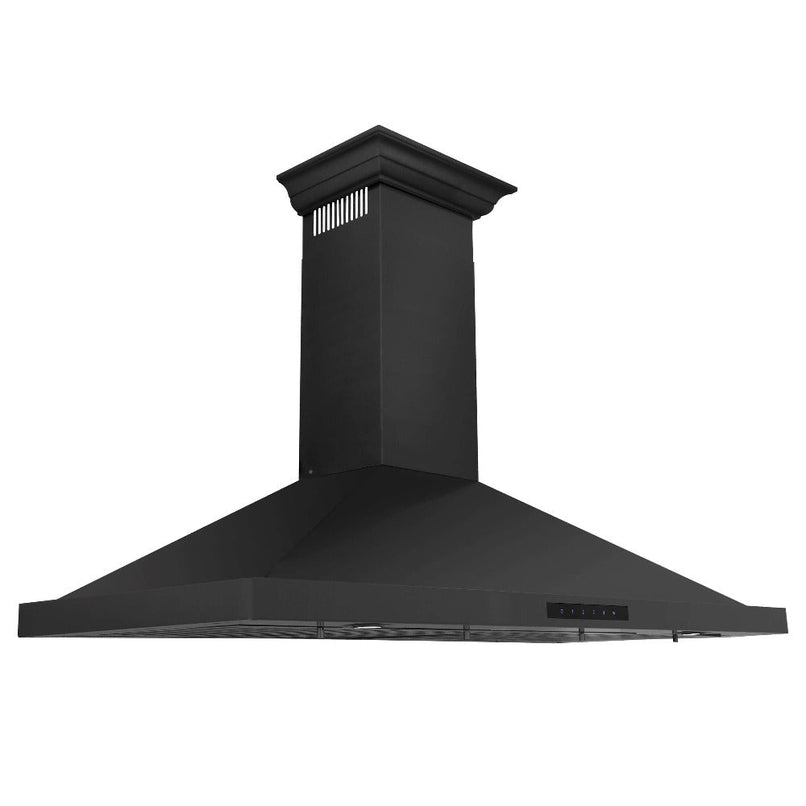 ZLINE 42 in. Convertible Vent Wall Mount Range Hood in Black Stainless Steel with Crown Molding (BSKBNCRN-42)