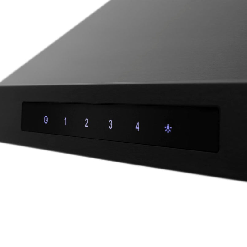 ZLINE 30 in. Convertible Vent Wall Mount Range Hood in Black Stainless Steel (BSKBN-30) buttons.