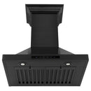 ZLINE 24 in. CrownSound™ Ducted Vent Wall Mount Range Hood in Black Stainless Steel with Built-in Bluetooth Speakers (BSKBNCRN-BT-24) front, under.