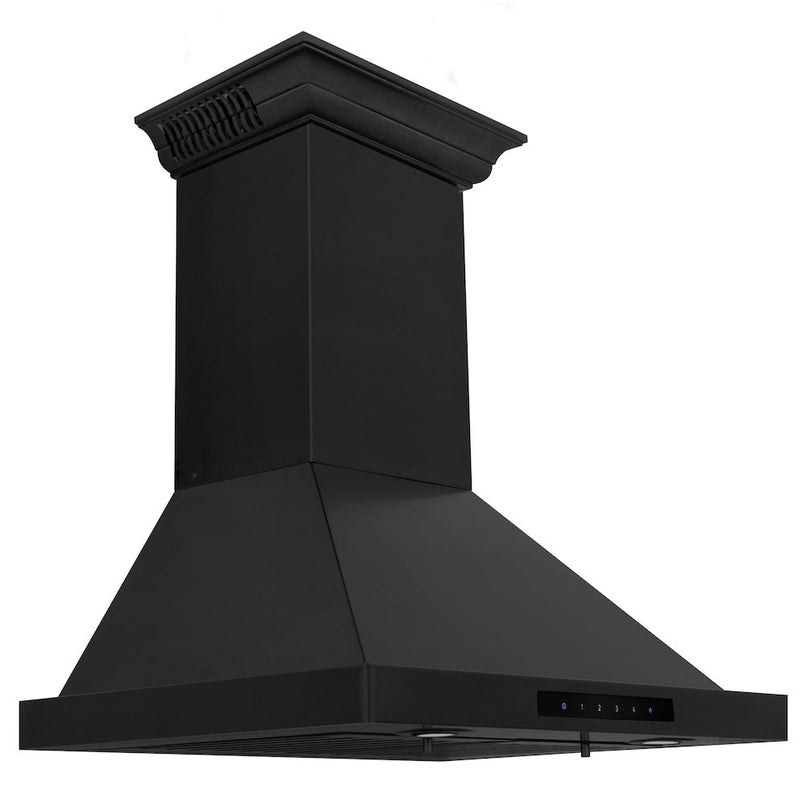 ZLINE 24 in. CrownSound™ Ducted Vent Wall Mount Range Hood in Black Stainless Steel with Built-in Bluetooth Speakers (BSKBNCRN-BT-24)