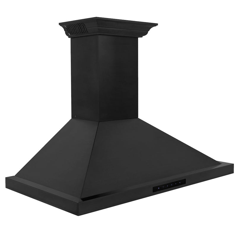 ZLINE 36 in. CrownSound™ Ducted Vent Wall Mount Range Hood in Black Stainless Steel with Built-in Bluetooth Speakers (BSKBNCRN-BT-36) side.