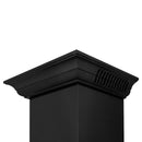 ZLINE 36 in. CrownSound™ Ducted Vent Wall Mount Range Hood in Black Stainless Steel with Built-in Bluetooth Speakers (BSKBNCRN-BT-36) chimney detail.