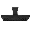 ZLINE 48 in. CrownSound™ Ducted Vent Wall Mount Range Hood in Black Stainless Steel with Built-in Bluetooth Speakers (BSKBNCRN-BT-48) front, under.
