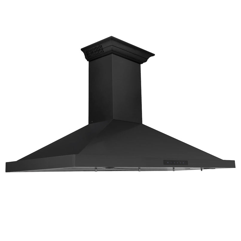 ZLINE 48 in. CrownSound™ Ducted Vent Wall Mount Range Hood in Black Stainless Steel with Built-in Bluetooth Speakers (BSKBNCRN-BT-48)