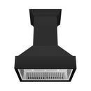 ZLINE 30 in. Wooden Wall Mount Range Hood in Rustic Black Finish (355CC-30) front, under.