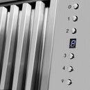 ZLINE 30 in. Wooden Wall Mount Range Hood in Rustic Shiplap Black Finish with Stainless Steel Accents (365CC-30) buttons.