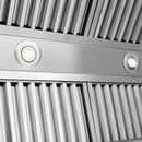 ZLINE 30 in. Wooden Wall Mount Range Hood in Rustic Shiplap Black Finish with Stainless Steel Accents (365CC-30) lights.