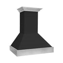 ZLINE 36 in. Wooden Wall Mount Range Hood in Rustic Shiplap Black Finish with Stainless Steel Accents (365CC-36) side.