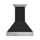 ZLINE 36 in. Wooden Wall Mount Range Hood in Rustic Shiplap Black Finish with Stainless Steel Accents (365CC-36) front.