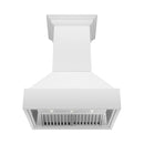 ZLINE 30 in. Wooden Wall Mount Range Hood in Rustic Bright White Finish (355WW-30) front, under.