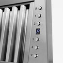 ZLINE 36 in. Wooden Wall Mount Range Hood in Rustic Bright White Finish (355WW-36) button controls and display.