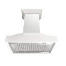 ZLINE 30 in. Wooden Wall Mount Range Hood in Smooth Bright White Finish (KBWW-30) front, under.