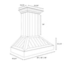 ZLINE 30 in. Wooden Wall Mount Range Hood in Shiplap Bright White Finish (KPWW-30) dimensional diagram.