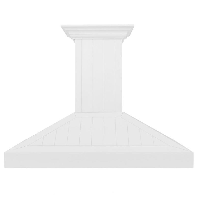 ZLINE 48 in. Wooden Wall Mount Range Hood in Shiplap Bright White Finish (KPWW-48) front.