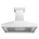 ZLINE 48 in. Wooden Wall Mount Range Hood in Smooth Bright White Finish (KBWW-48) front, under.