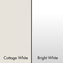 ZLINE Cottage White (left) and ZLINE Bright White Range Hood (right) Color Comparison.