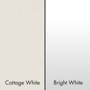 ZLINE Cottage White (left) and ZLINE Bright White Range Hood (right) Color Comparison.