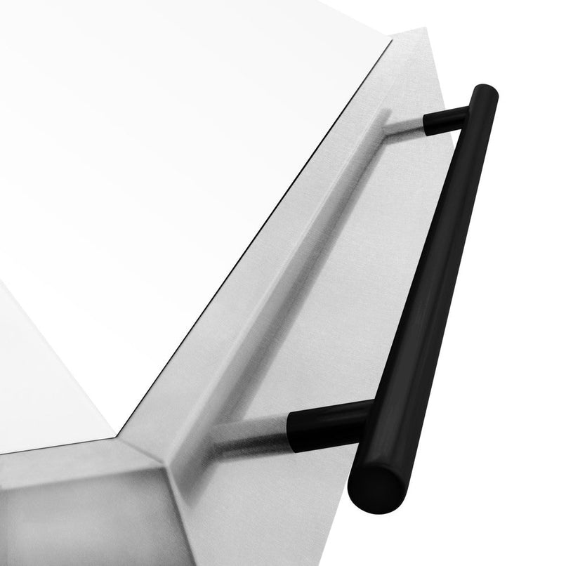 ZLINE Autograph Edition 48 in. Satin Stainless Steel Wall Mount Range Hood with White Matte Shell and Matte Black Handle (8654SNZ-WM48-MB)