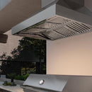 ZLINE 48 in. Wall Mount Outdoor Grill Hood (GOW1-48) in a luxury outdoor kitchen.