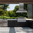 ZLINE 48 in. Island Mount Outdoor Grill Hood (GOi1-48) in a luxury outdoor kitchen.
