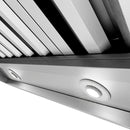 ZLINE 60 in. Island Mount Outdoor Grill Hood (GOi1-60) close-up, built-in lights.