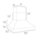 ZLINE 48 in. Wall Mount Outdoor Grill Hood (GOW1-48) dimensional diagram.