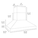 ZLINE 60 in. Wall Mount Outdoor Grill Hood (GOW1-60) dimensional diagram.