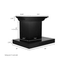 ZLINE 24 in. CrownSound™ Ducted Vent Wall Mount Range Hood in Black Stainless Steel with Built-in Bluetooth Speakers (BSKENCRN-BT-24) dimensional diagram.