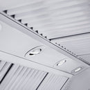 ZLINE 30 in. Professional Convertible Vent Wall Mount Range Hood in Stainless Steel with Crown Molding (587CRN-30) built-in lighting.