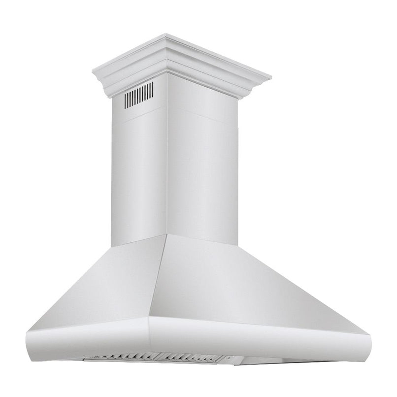 ZLINE 30 in. Professional Convertible Vent Wall Mount Range Hood in Stainless Steel with Crown Molding (587CRN-30)