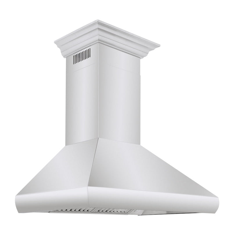 ZLINE 36 in. Professional Convertible Vent Wall Mount Range Hood in Stainless Steel with Crown Molding (587CRN-36)