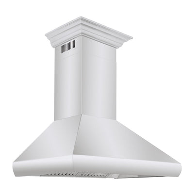 ZLINE 36 in. Professional Convertible Vent Wall Mount Range Hood in Stainless Steel with Crown Molding (587CRN-36)