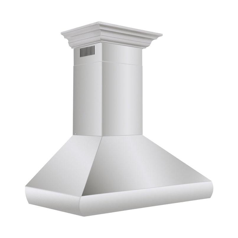 ZLINE 36 in. Professional Convertible Vent Wall Mount Range Hood in Stainless Steel with Crown Molding (587CRN-36) side.