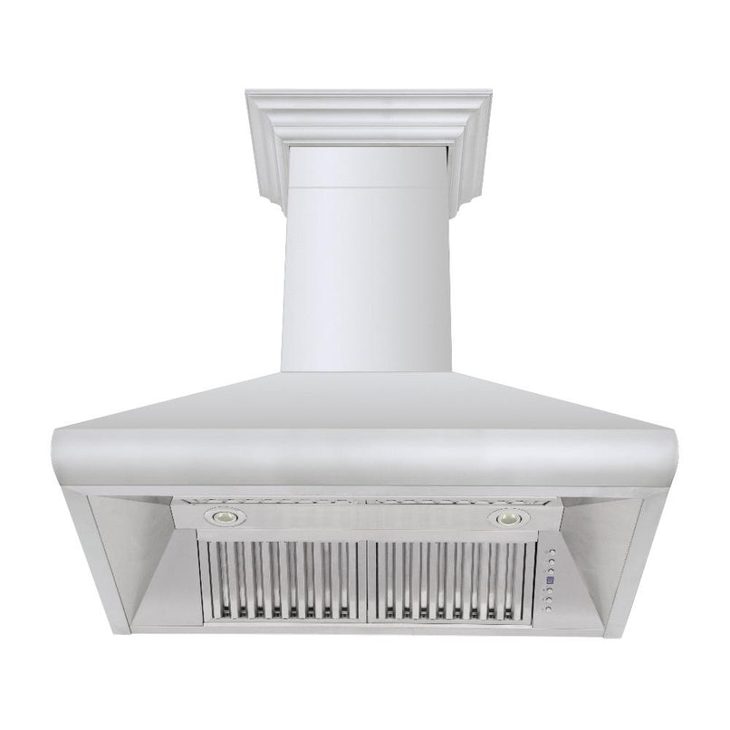 ZLINE 30 in. Professional Convertible Vent Wall Mount Range Hood in Stainless Steel with Crown Molding (587CRN-30) under.