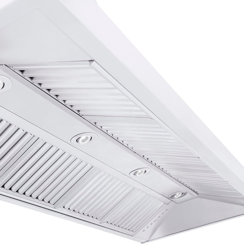 ZLINE 60 in. Professional Convertible Vent Wall Mount Range Hood in Stainless Steel with Crown Molding (597CRN-60) built-in lighting.