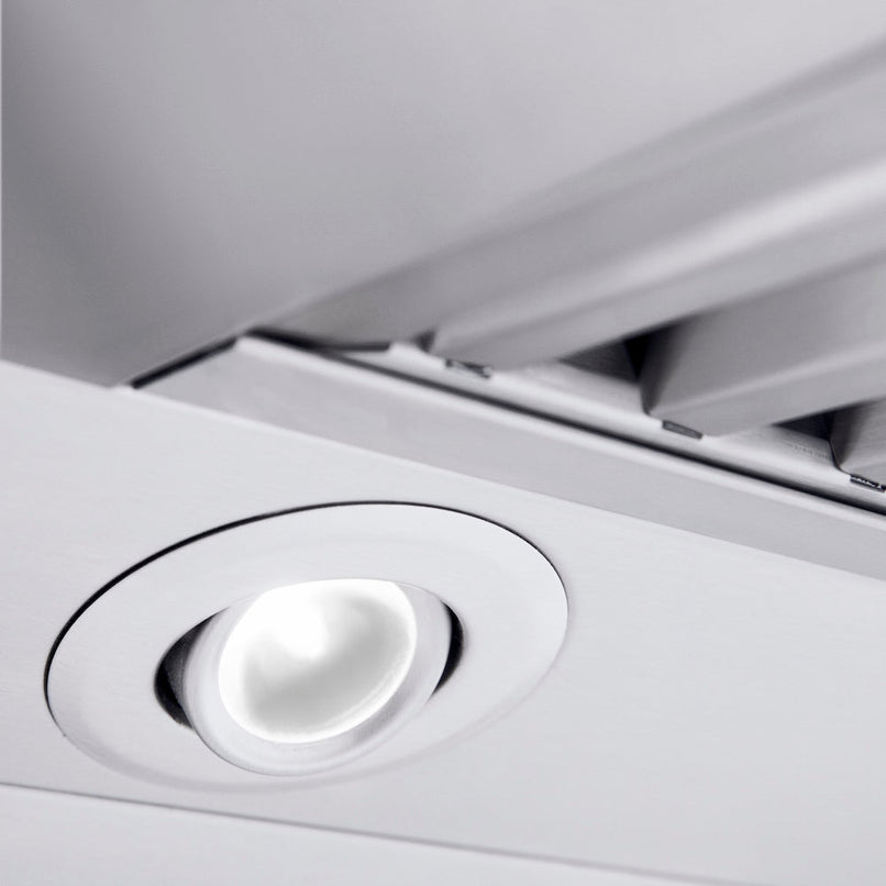 ZLINE 60 in. Professional Convertible Vent Wall Mount Range Hood in Stainless Steel with Crown Molding (597CRN-60) built-in lighting.