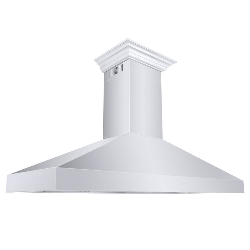 ZLINE 60 in. Professional Convertible Vent Wall Mount Range Hood in Stainless Steel with Crown Molding (597CRN-60) side.