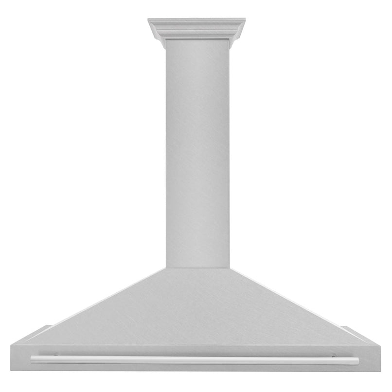 ZLINE 48 in. Convertible Satin Stainless Steel Wall Mount Range Hood with Stainless Steel Handle (KB4SNX-48) front.