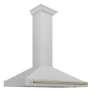 ZLINE Autograph Edition 48 in. Convertible Satin Stainless Steel Wall Mount Range Hood with Champagne Bronze Handle (KB4SNZ-48-CB)