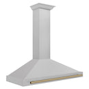 ZLINE Autograph Edition 48 in. Convertible Satin Stainless Steel Wall Mount Range Hood with Champagne Bronze Handle (KB4SNZ-48-CB) side.