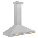 ZLINE Autograph Edition 48 in. Convertible Satin Stainless Steel Wall Mount Range Hood with Polished Gold Handle (KB4SNZ-48-G) side.