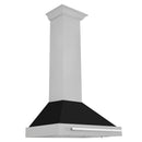 ZLINE 30 in. Convertible Satin Stainless Steel Wall Mount Range Hood with Black Matte Shell and Stainless Steel Handle (KB4SNX-BLM-30)