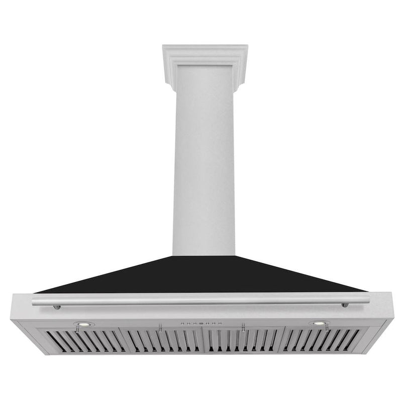 ZLINE 48 in. Convertible Satin Stainless Steel Wall Mount Range Hood with Black Matte Shell and Stainless Steel Handle (KB4SNX-BLM-48) under.