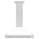 ZLINE 36 in. Convertible Satin Stainless Steel Wall Mount Range Hood with White Matte Shell and Stainless Steel Handle (KB4SNX-WM-36) front.
